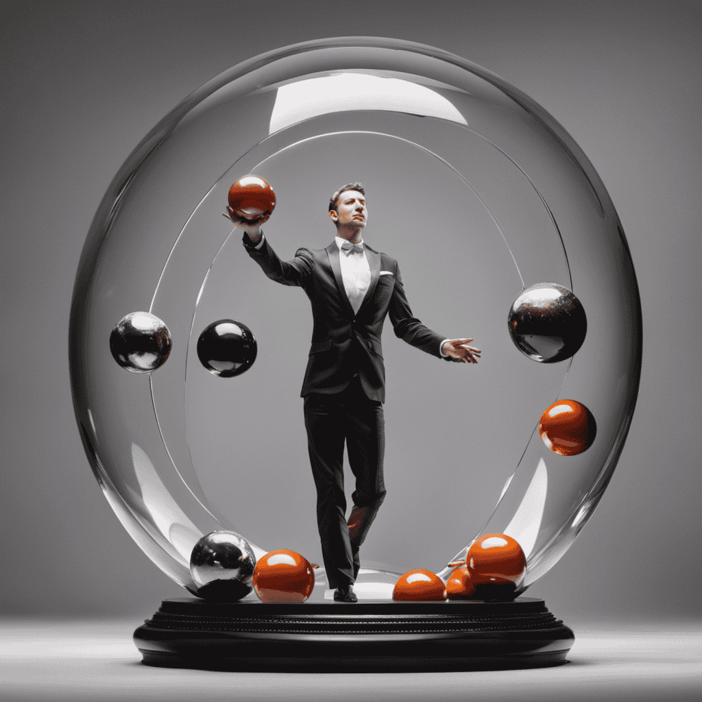 An image showcasing a person juggling work and personal life, with clearly defined spheres representing different responsibilities, striking a harmonious balance between the two
