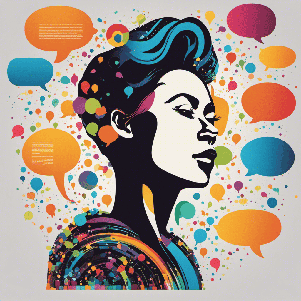 An image showcasing a person surrounded by speech bubbles of different colors, each representing a communication skill