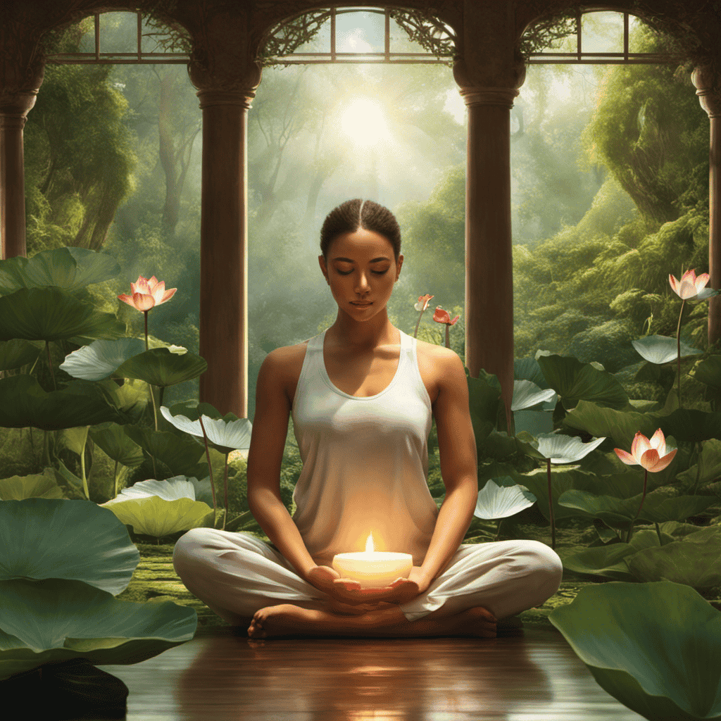 An image depicting a serene setting with a person comfortably seated in the lotus position, eyes closed, hands resting on their knees, surrounded by soft natural light and plants, inviting beginners to explore different meditation positions