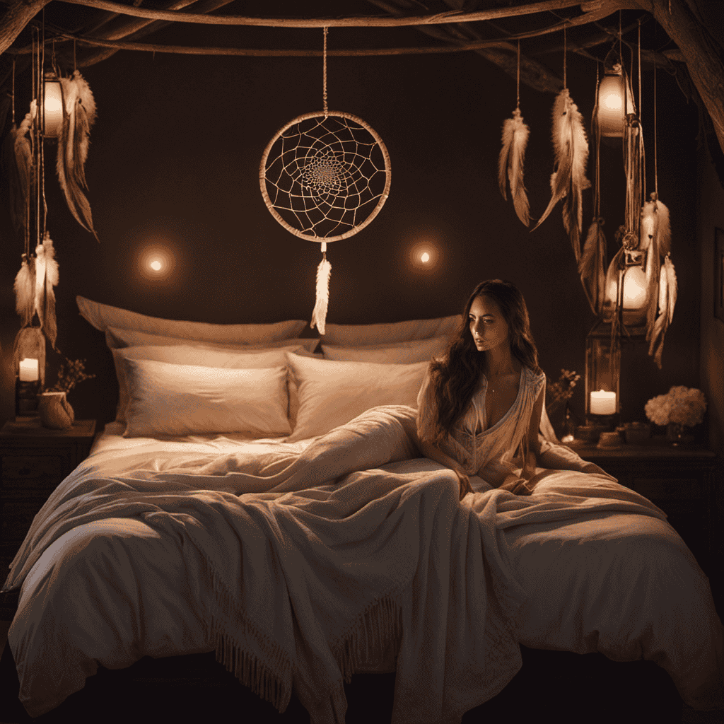 An image that portrays a serene bedroom scene, with a dim nightlight casting a soft glow on a sleeping figure