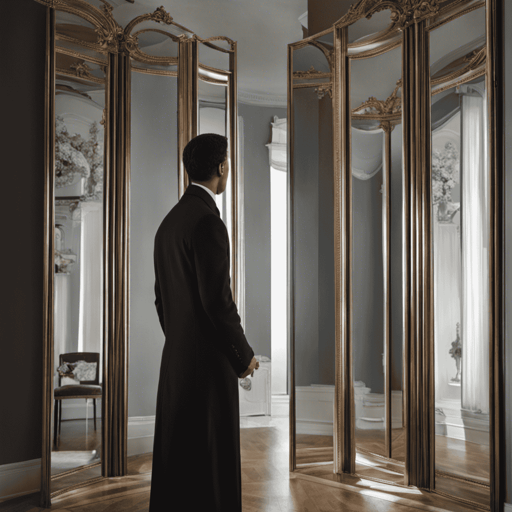An image of a person standing in front of a mirror, reflecting on their reflection