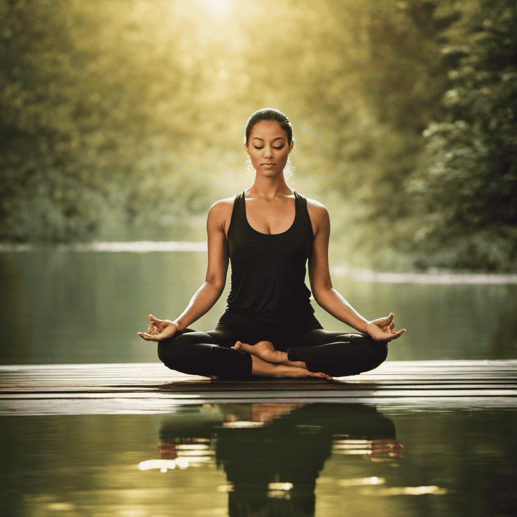 An image showcasing a serene setting with a yogi gracefully transitioning from a challenging asana to a peaceful one, capturing the physical, mental, and spiritual benefits of yoga