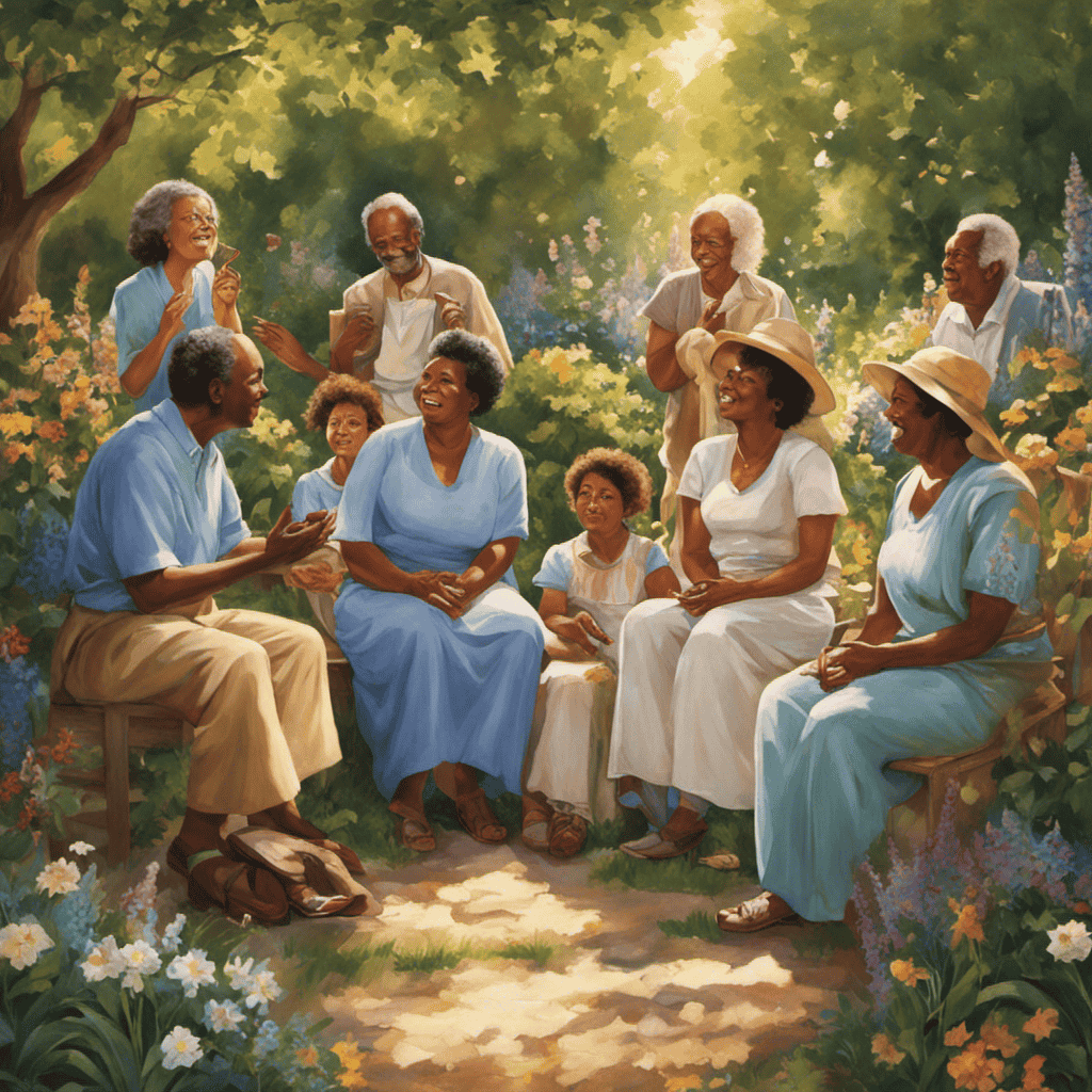 An image that portrays a diverse group of individuals gathered in a peaceful, sunlit garden