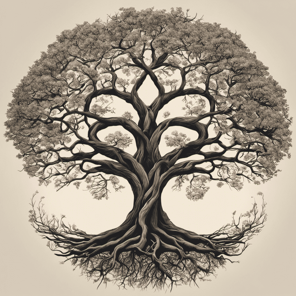 An image depicting two trees intertwined at the roots, symbolizing the growth of a healthy relationship