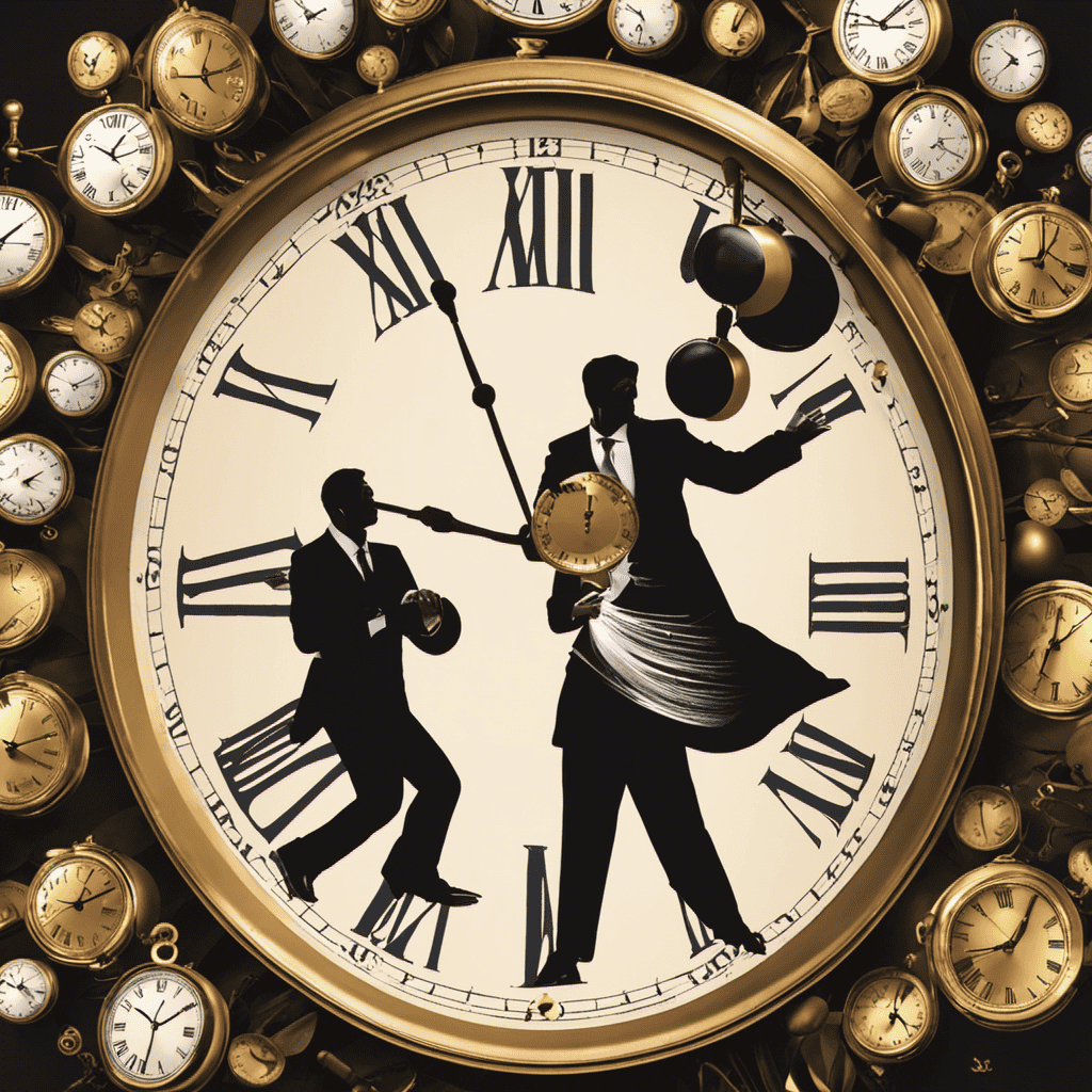 An image that depicts a person juggling multiple clocks, each representing a different aspect of life (career, relationships, health), emphasizing the essential role of time management in achieving personal growth across various life domains