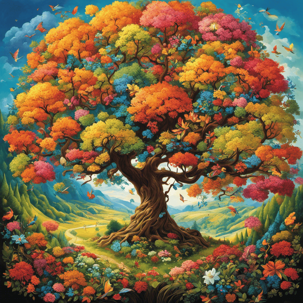 An image depicting a flourishing tree with vibrant branches, representing personal growth