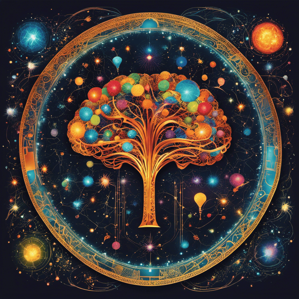 An image that depicts a bright brain surrounded by a constellation of vivid ideas, symbolizing the intricate neural connections and bursts of creativity that occur during moments of inspiration