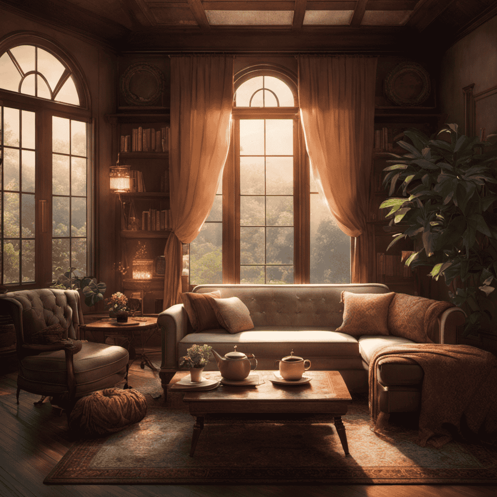 An image of a serene, dimly lit room with a comfortable couch, where a therapist and client engage in dreamwork
