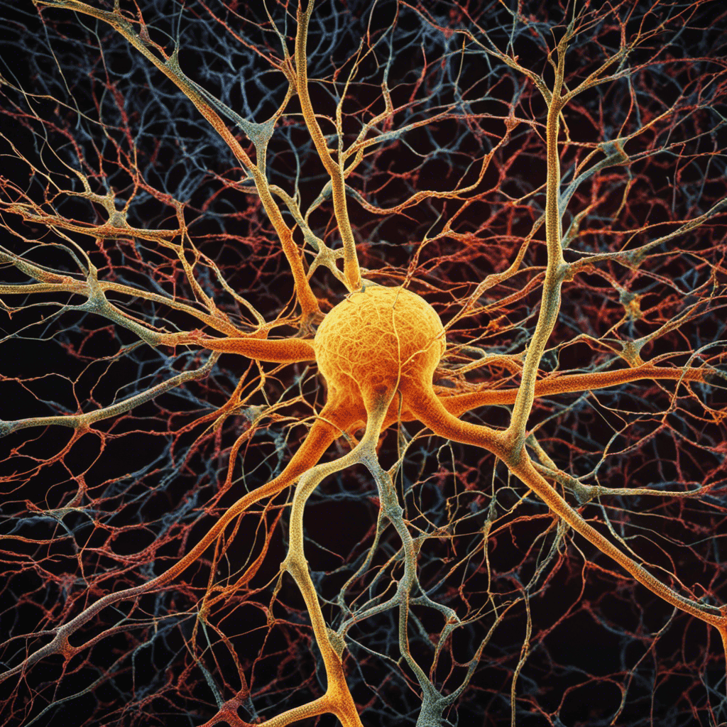 An image depicting the intricate web of neurons entangled with the release of stress hormones, showcasing the amygdala, hypothalamus, and adrenal glands, illustrating the complex physiological response to stress