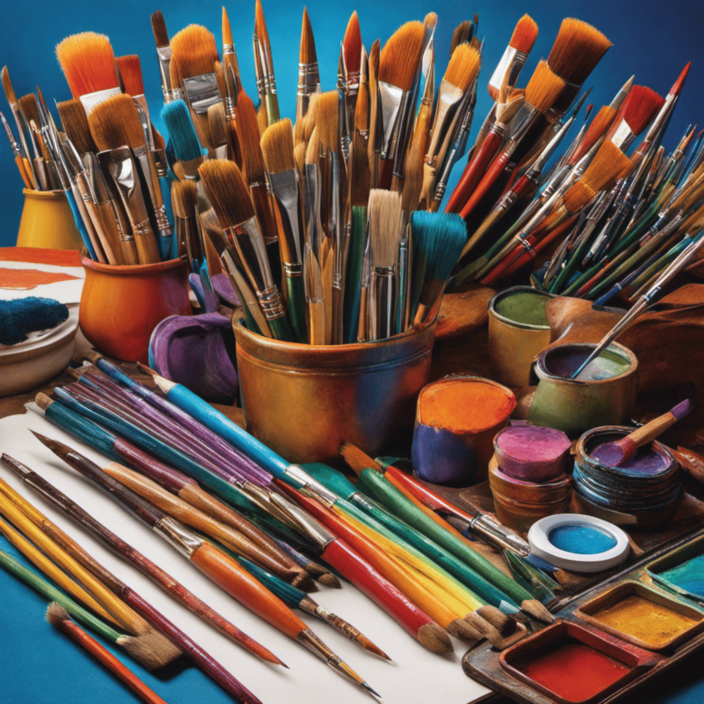 An image featuring a diverse collection of vibrant paintbrushes, color pencils, sculpting tools, and musical instruments scattered around an open sketchbook, inviting readers to delve into the endless possibilities of exploring different artistic mediums