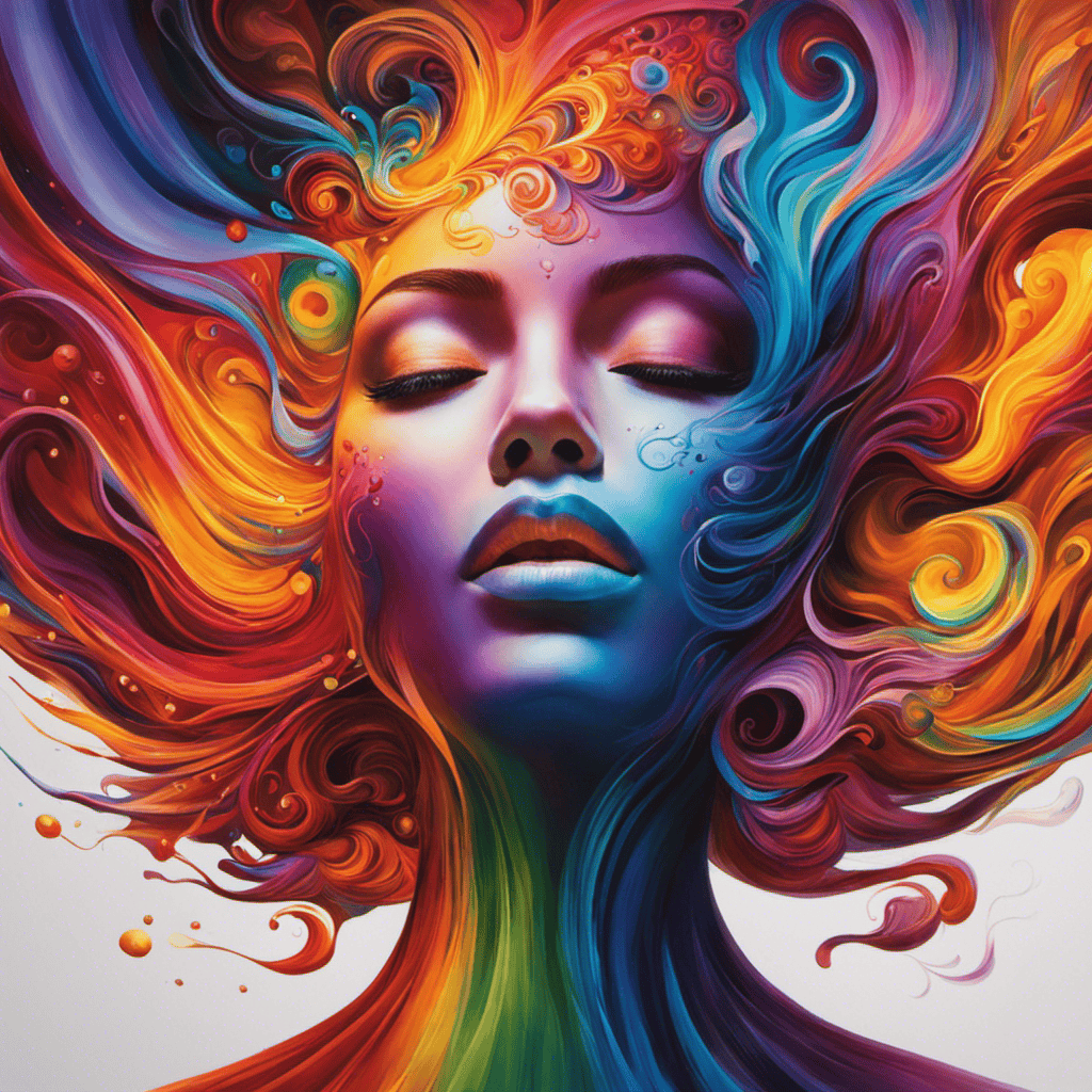 An image that showcases vibrant, swirling colors radiating from a person's body, capturing the essence of emotions through auras