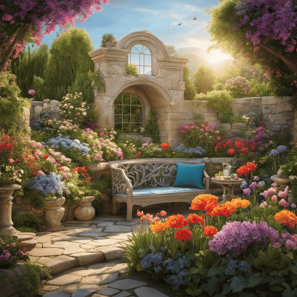 An image capturing the essence of inspiration: a serene garden bathed in soft sunlight, with vibrant flowers blooming amidst a cozy reading nook, inviting one to explore the depths of imagination and spark endless creativity