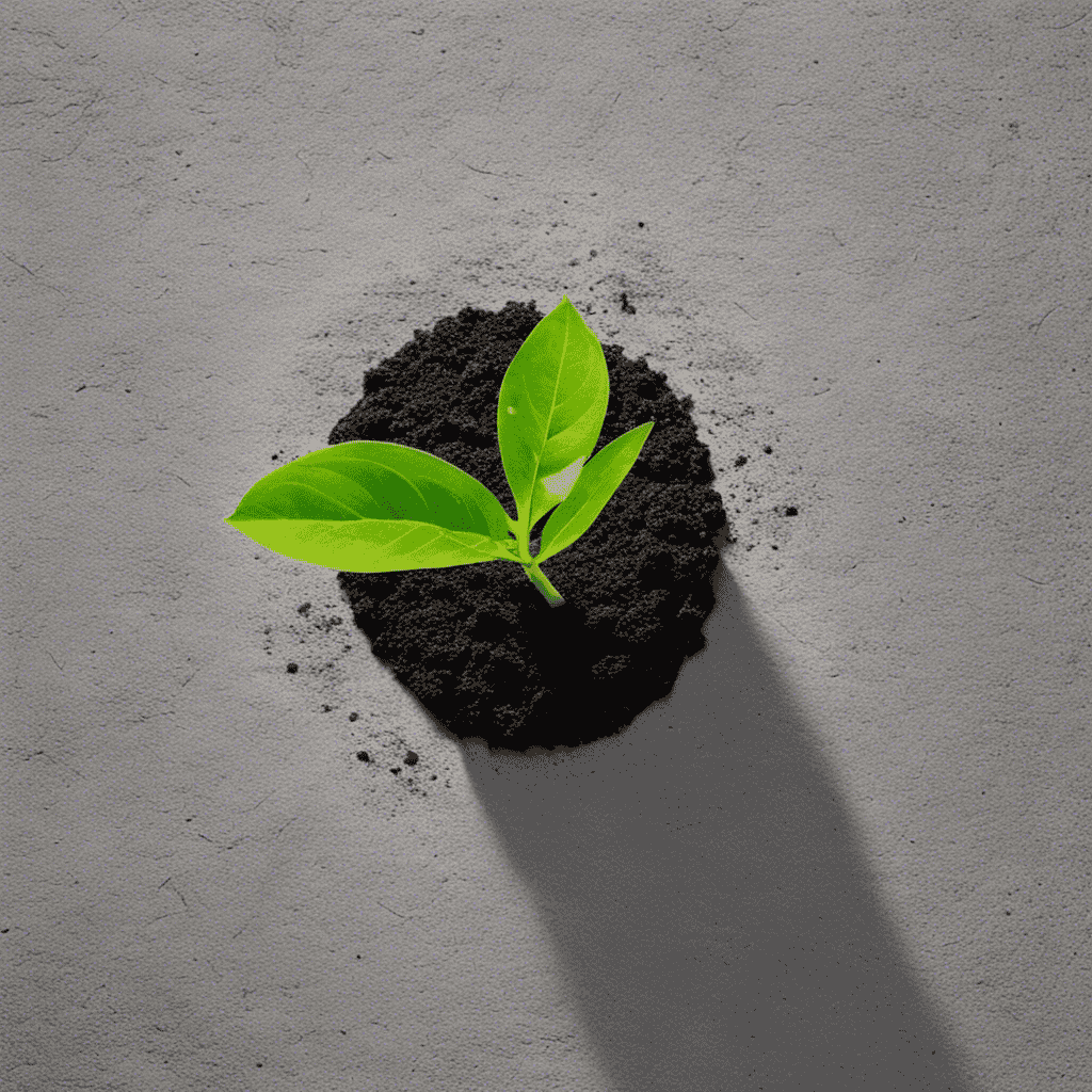 An image showcasing a seedling emerging from concrete, symbolizing personal growth
