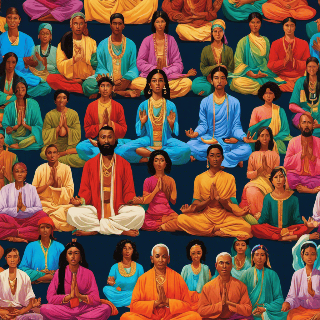 An image showcasing a diverse group of individuals meditating in various settings, representing different perspectives on spirituality