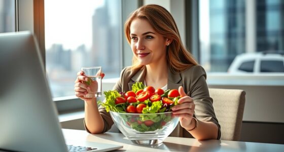 eating calmly amidst work