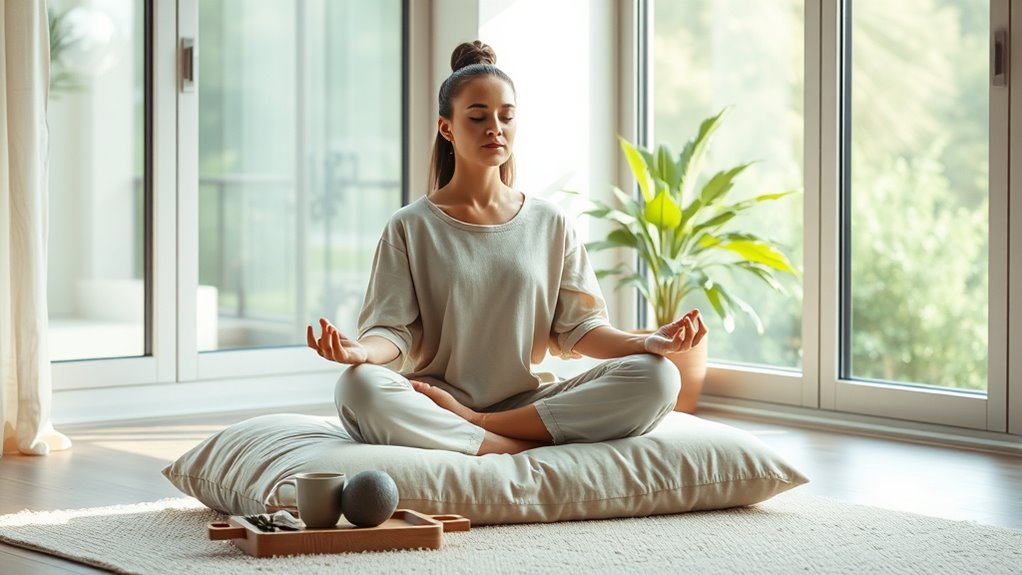 mindful breathing calms pain