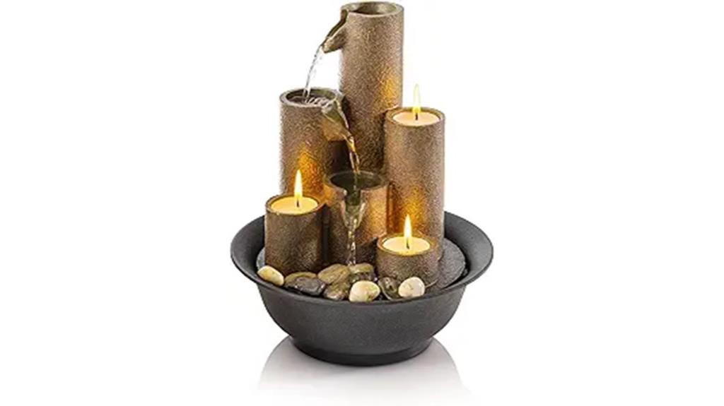 alpine water fountain with candles