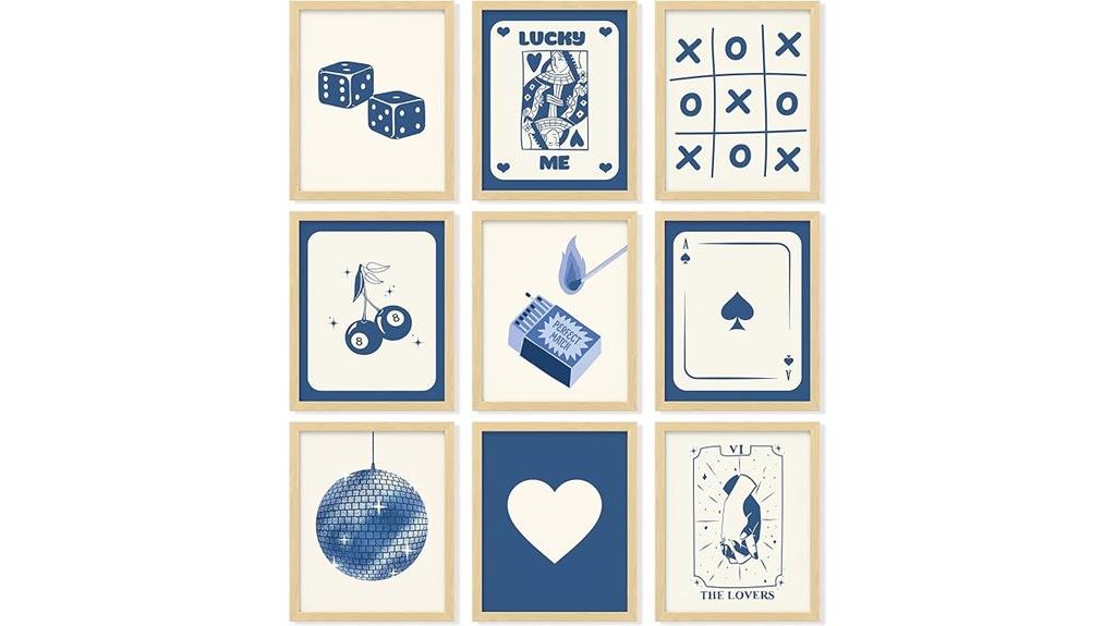 blue playing card wall art