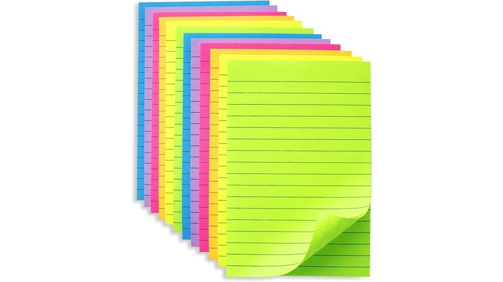 bright color lined sticky notes
