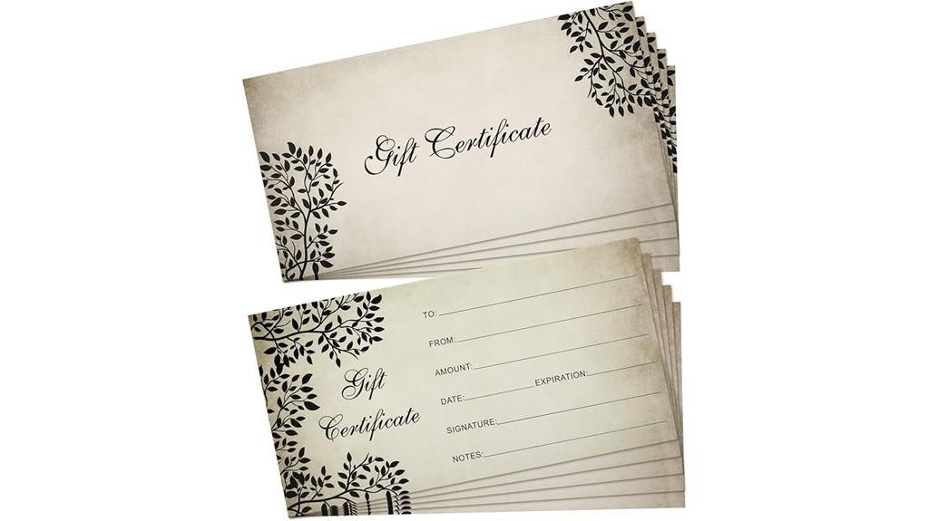 christmas gift certificates pack