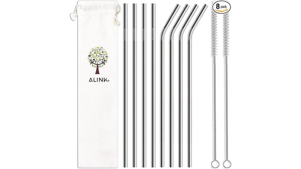 eight stainless steel straws