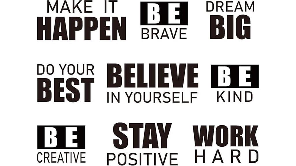 four inspirational quote sheets