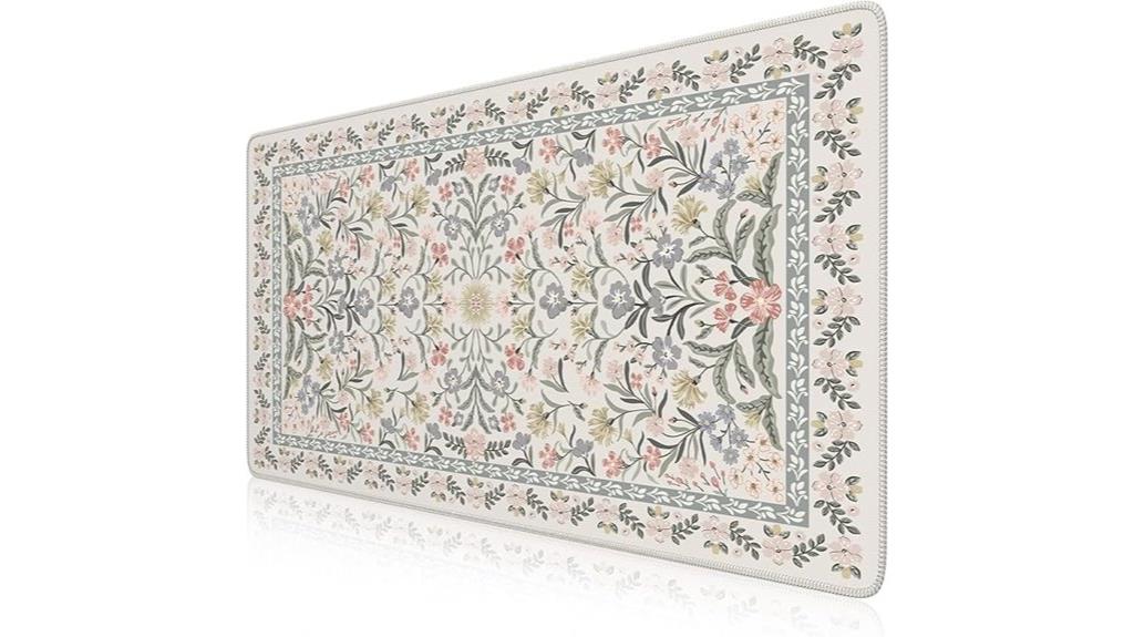 gray floral desk mat