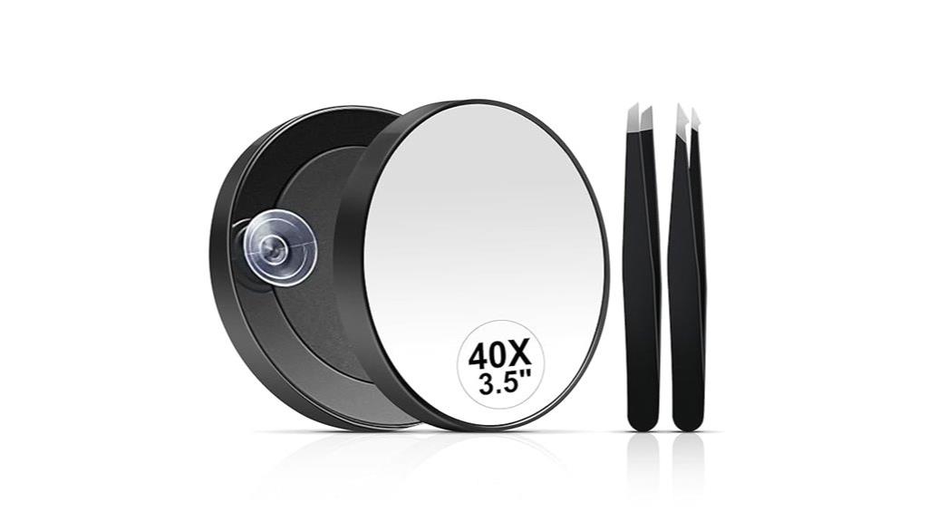magnifying mirror with tweezers