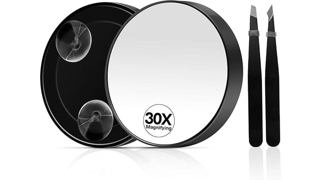 magnifying mirror with tweezers