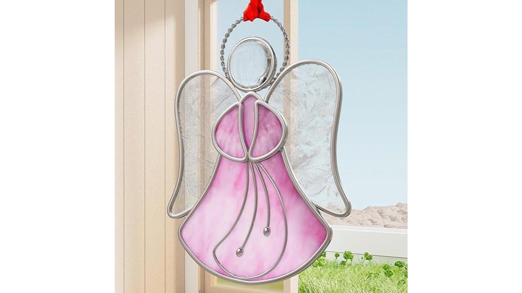 pink angel stained glass panels