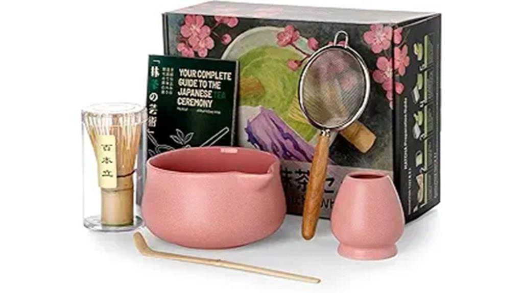 pink matcha whisk set
