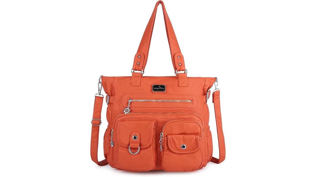 pu tote with pockets
