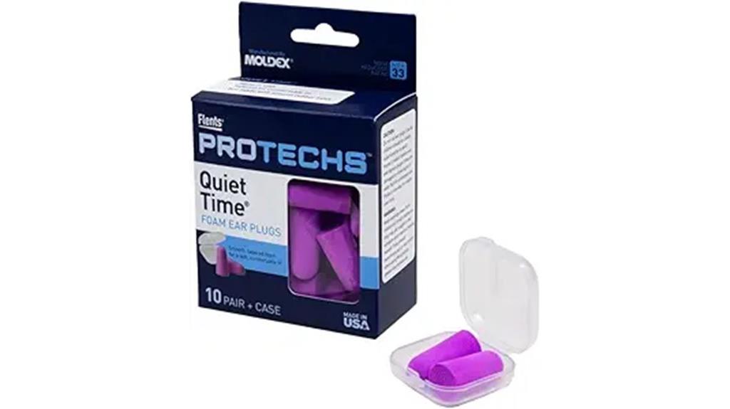 purple disposable foam ear plugs