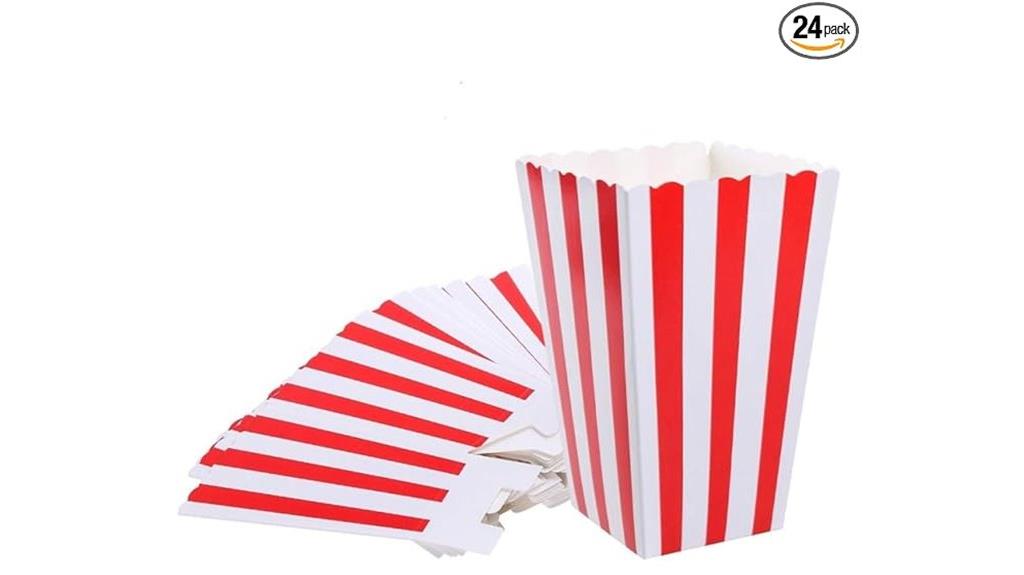 red striped popcorn boxes