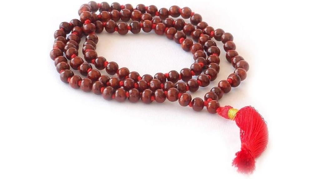 rose wood mala with tassel
