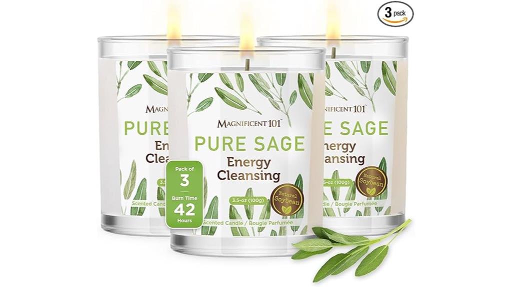 set of three sage candles