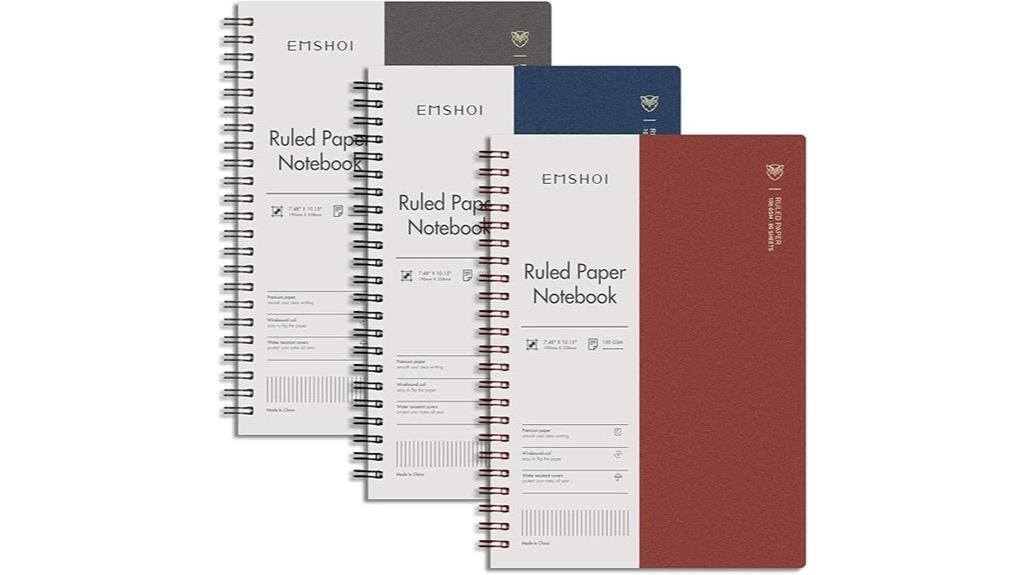 set of three spiral notebooks