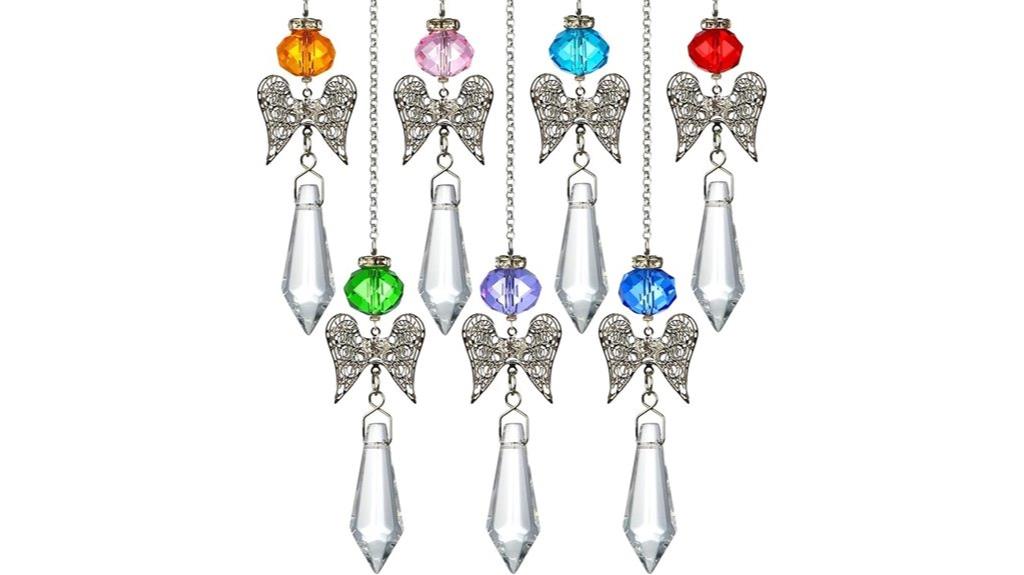 seven crystal angel ornaments