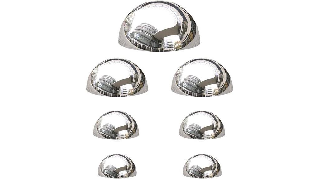 seven stainless garden globes