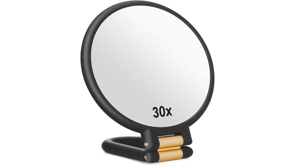 travel handheld double sided mirror