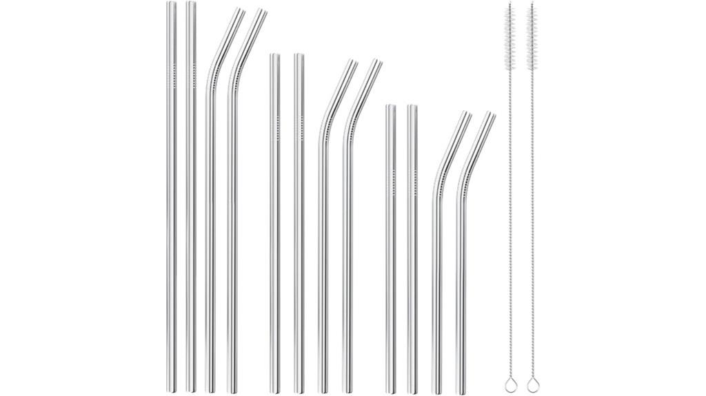 twelve eco friendly metal straws