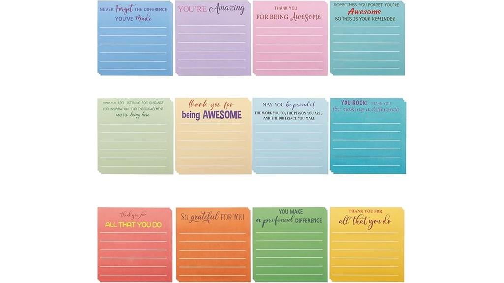 twelve employee appreciation sticky notes
