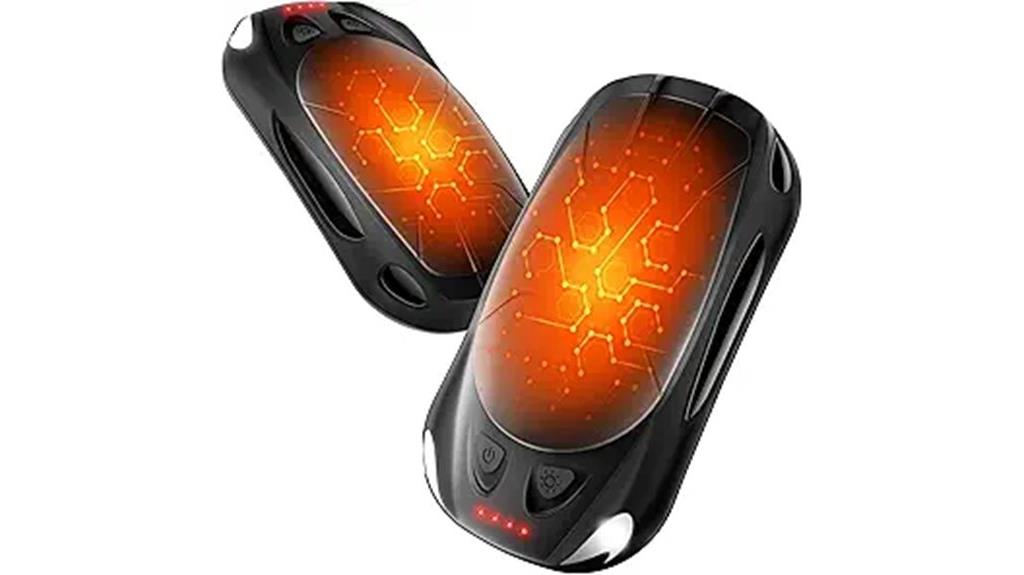 two rechargeable hand warmers