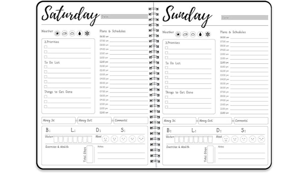 weekly schedule and tasks