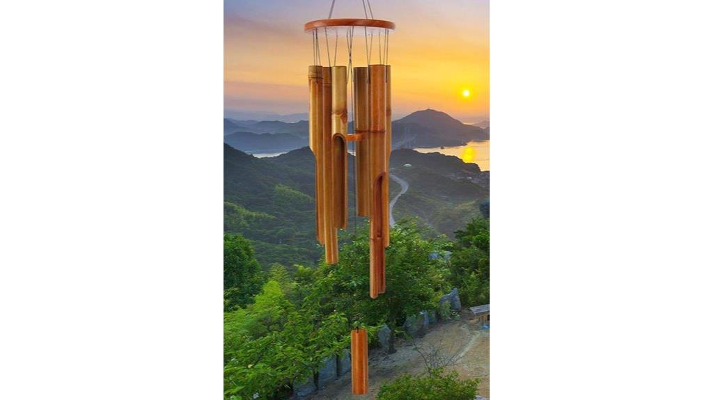 wooden bamboo outdoor chimes