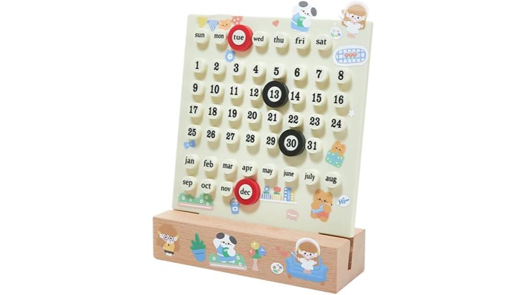 wooden perpetual calendar desk