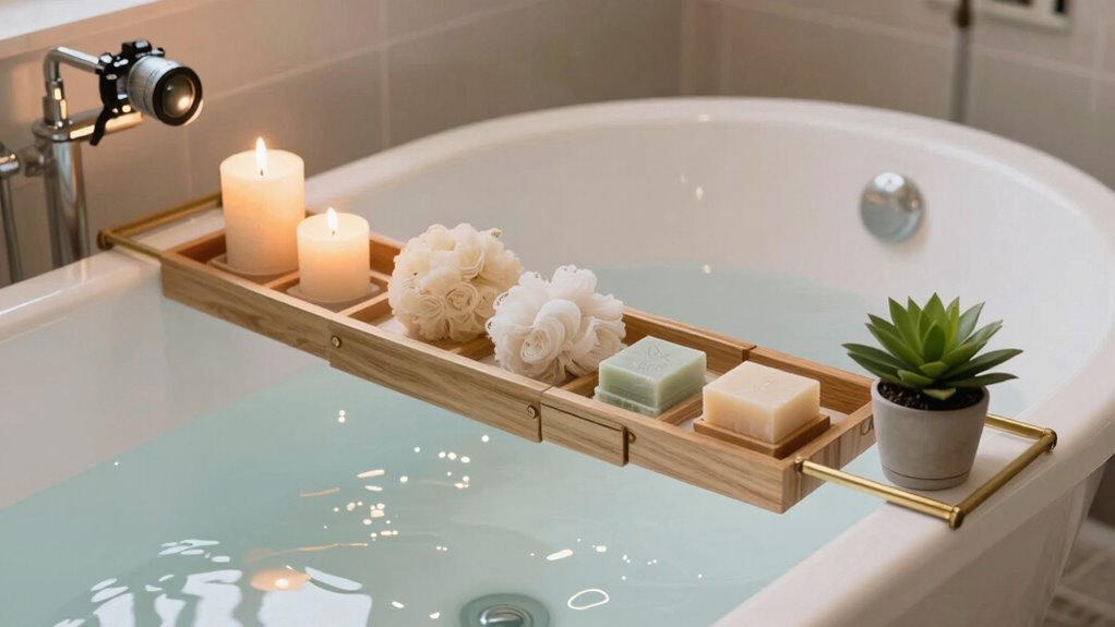 relaxing bath with ambient lighting
