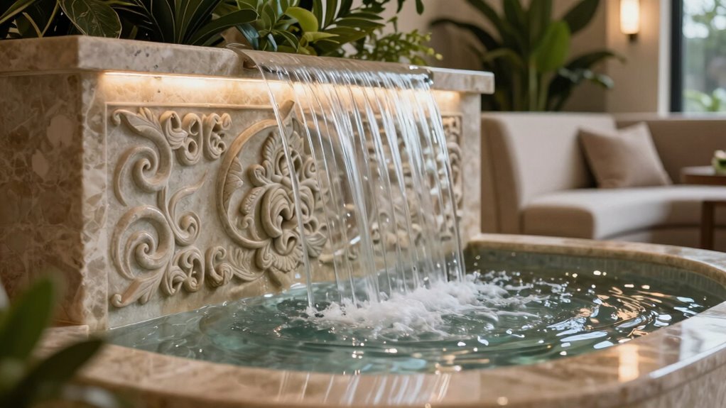 wall fountain enhances tranquil ambiance